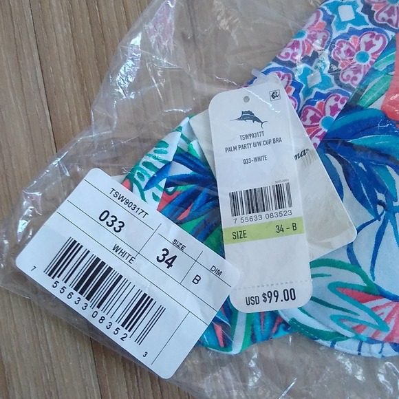 Tommy Bahama Palm Party Underwire Cup Bra Bikini Top Size 34B - Picture 5 of 6
